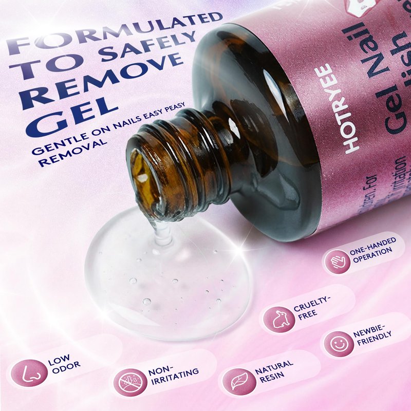 HOTRYEE Gel Nail Polish Remover Kit - Quick & Easy Gel Polish Remover No Need to Soak, Wrap or Use Foil,Gel Remover for Nails Within 2-3 minutes | 0.5 Fl Oz