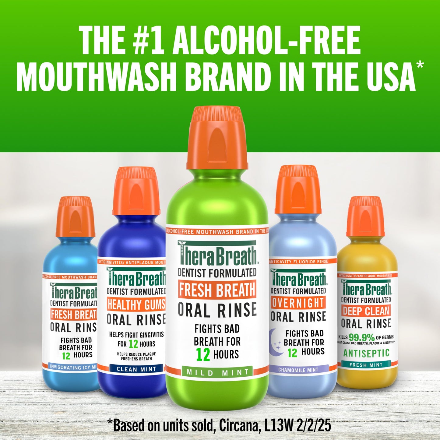 TheraBreath Fresh Breath Mouthwash, Mild Mint, Alcohol-Free, 1 Liter