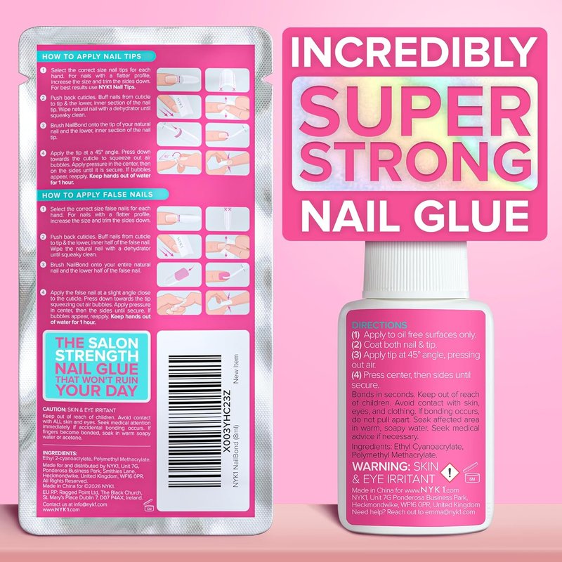 NailBond Super Strong Nail Glue - Long Lasting Brush-On Adhesive for Press-On & Acrylic Nails | 8ml