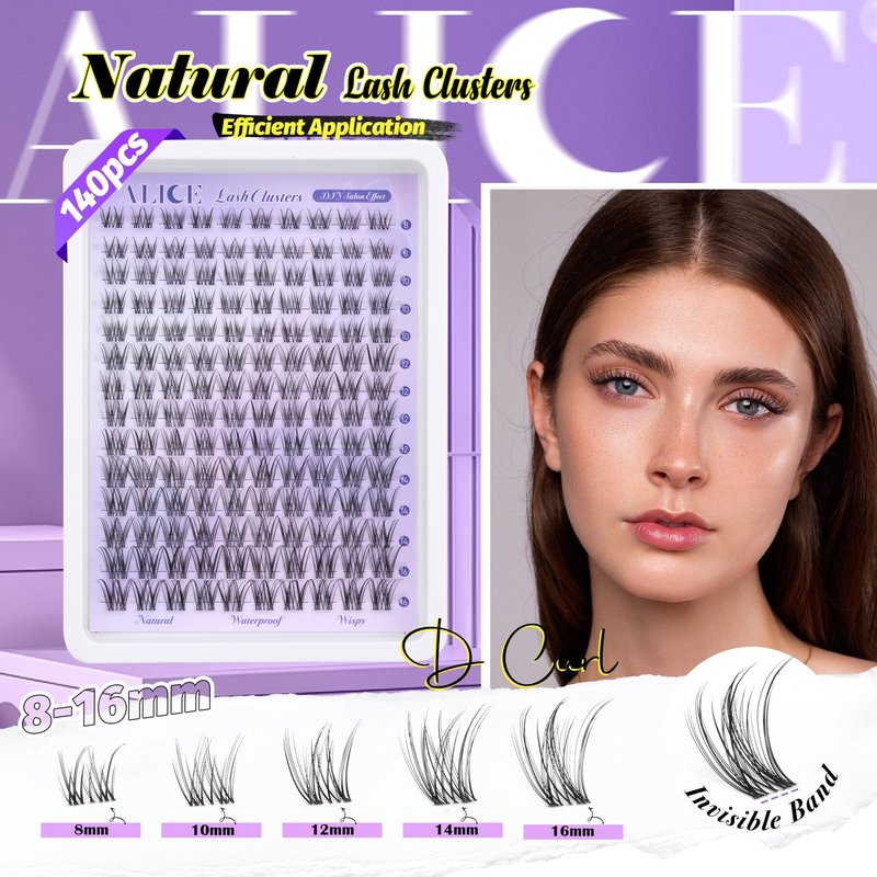 Lash Clusters Natural Lash Extensions Invisible Band Waterproof 8-16mm Cluster Eyelash Extensions Wispy Eyelash Clusters Individual Lashes Cluster Lashes by ALICE