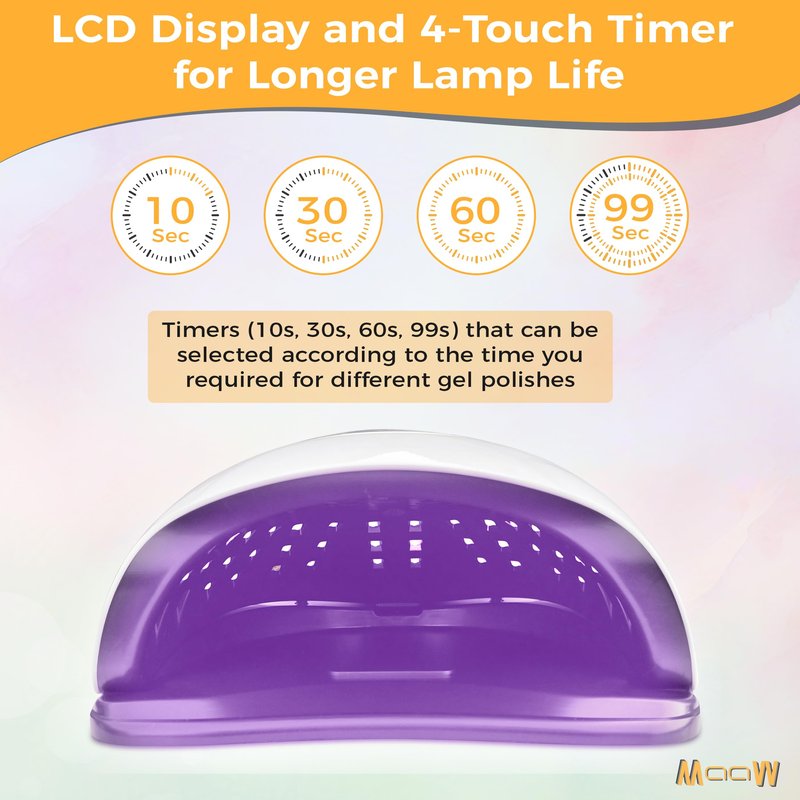 MAAW UV LED Nail Lamp 220W for Gel Polish – Professional Nail Dryer with Auto Sensor, 4 Timer Settings, Fast Curing UV Light for Gel Nails, Manicure & Pedicure – White