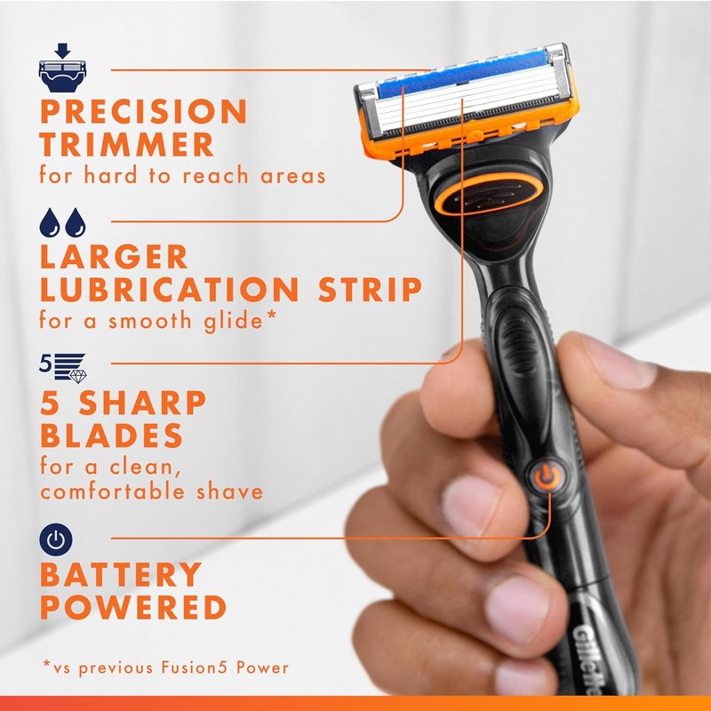 Gillette Fusion5 Power Razor for Men - Precision Shaving Handle with 1 Blade Refill