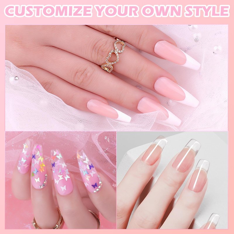 Clara Colors Poly Gel Nail Kit with 4 Colors - Clear, White, Jelly, Nude, Pink Builder, Extension, Slip Solution, Base, Top Coat, Gel, Nail Art Tools