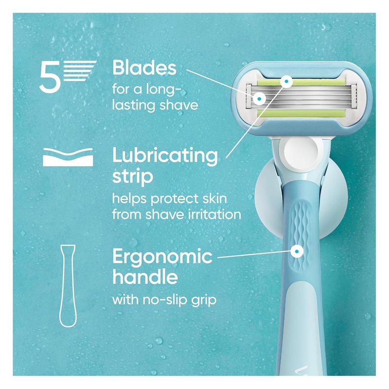 Gillette Venus Extra Smooth Women's Razor - Ergonomic Handle & Shower Holder | 1 Handle + 2 Refills