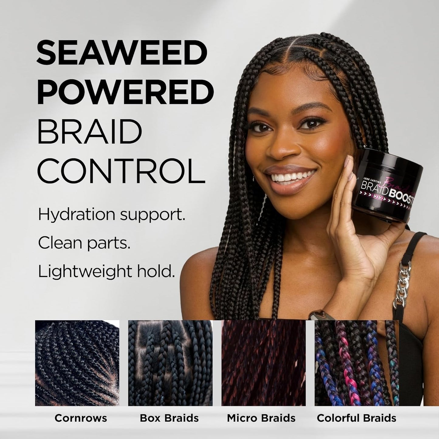Style Factor Braid Booster Gel - Strong Hold & Conditioning Shine with Seaweed Extract | 7.25 oz (Hot Pink)