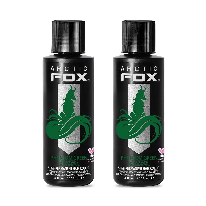 Arctic Fox Semi-Permanent Hair Dye - Vegan & Cruelty-Free Phantom Green | 4 Fl Oz (Pack of 2)