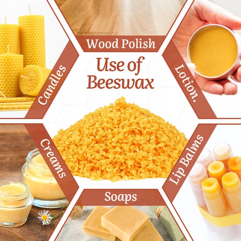 MicCai Yellow Natural Beeswax Pellets 10LB, Organic Beeswax, Beeswax for Candle Making, Body, Skin Care DIY, Lip Balm, Soap and Lotion Making Supplies