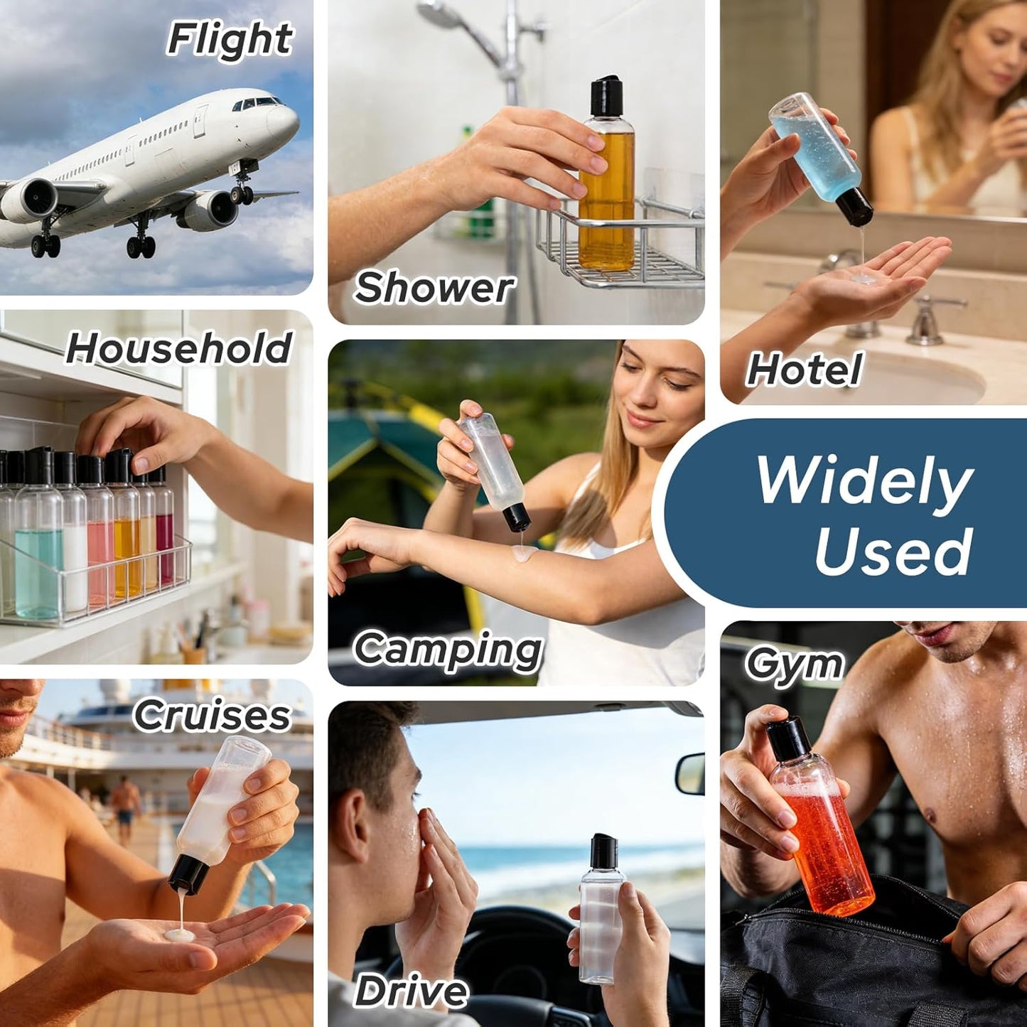 Skiennix Travel Bottles - 3.4 oz TSA Approved Leak Proof Containers | 5 Pack Clear Squeezable Bottles for Shampoo & Lotion