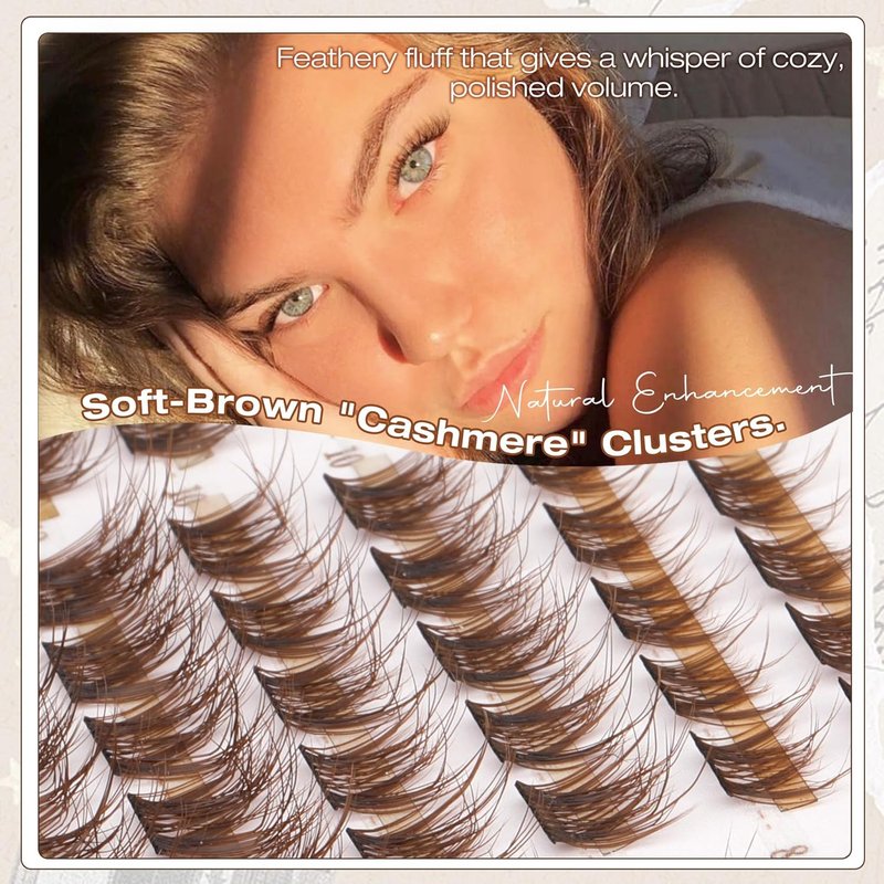 Brown Lash Clusters - 8-10-12MM Wispy Fluffy Eyelash Extensions | Dark Brown DIY Pack