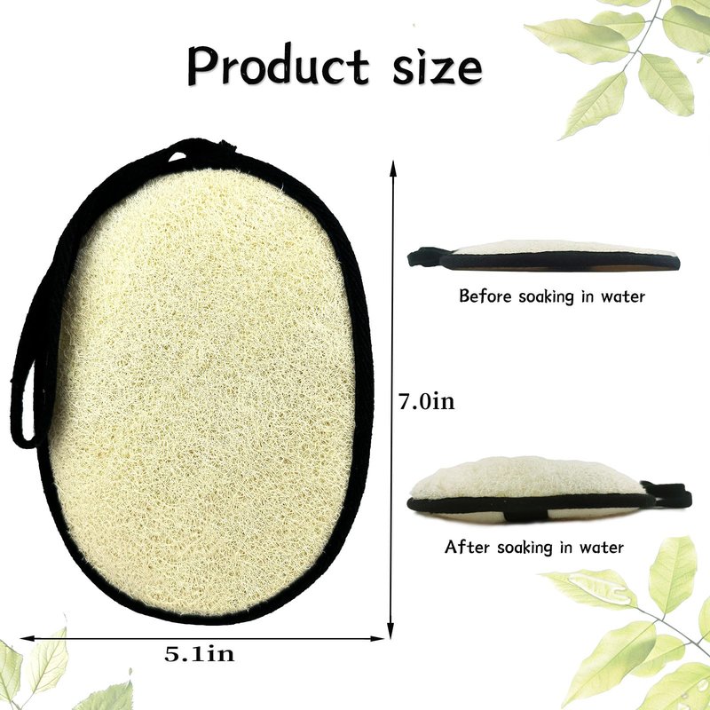 Natural Loofah Sponge (2 Pack),Large 7"x5.1"Shower Loofah Sponge Exfoliating Body Scrubber for Women and Men,Natural Materials are Easily Biodegradable and Bath Exfoliation Doesn't Hurt The Skin