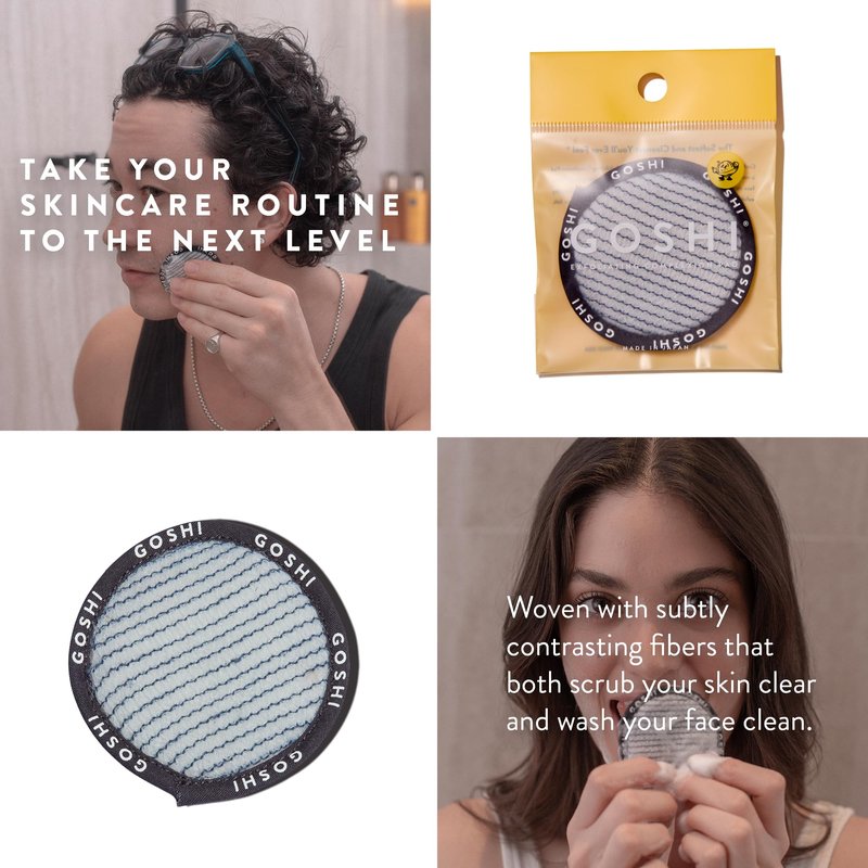 GOSHI Exfoliating Complexion Pads - Gentle Exfoliating Face Pads for Pores, Makeup Removal & Sensitive Skin - Reusable, Rapid-Drying Dual-Texture - Authentic Craftsmanship from Gunma, Japan - Blue
