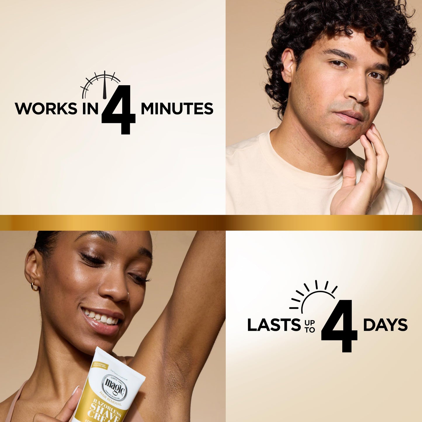SoftSheen-Carson Magic Razorless Shaving Cream, Depilatory Hair Removal Cream, Works in 4 Minutes for Coarse, Curly Hair, 2 Count