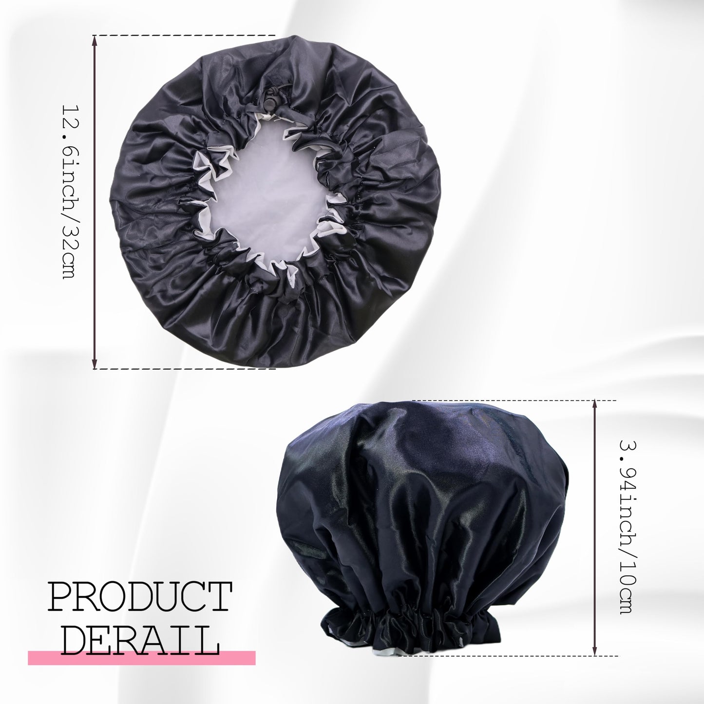 Shower Cap for Men, Waterproof Bath Shower Caps Double Layer Reusable Reusable Satin Bonnets Adjustable Elastic Bathing Hair Cap for Men Women