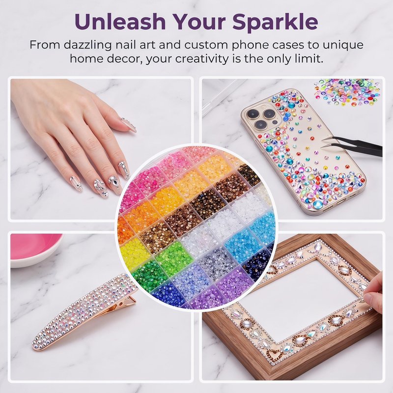 36000 Pcs Resin Rhinestones for Bedazzling Kit, 40 Colors 3mm Flatback Rhinestones with 3 Pcs B7000 Jewelry Glue & Tools, Bedazzler Kit for DIY Crafts Nail Art Makeup Clothing
