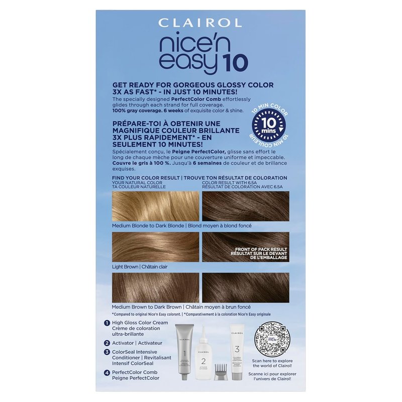 Clairol Nice'N Easy 10 Permanent Hair Dye - Dark Brown Color | Pack of 1