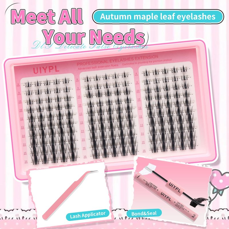 Skiennix Lash Clusters Kit | Volume Eyelash Extensions with Adhesives - 150 Pcs Aesthetic Set