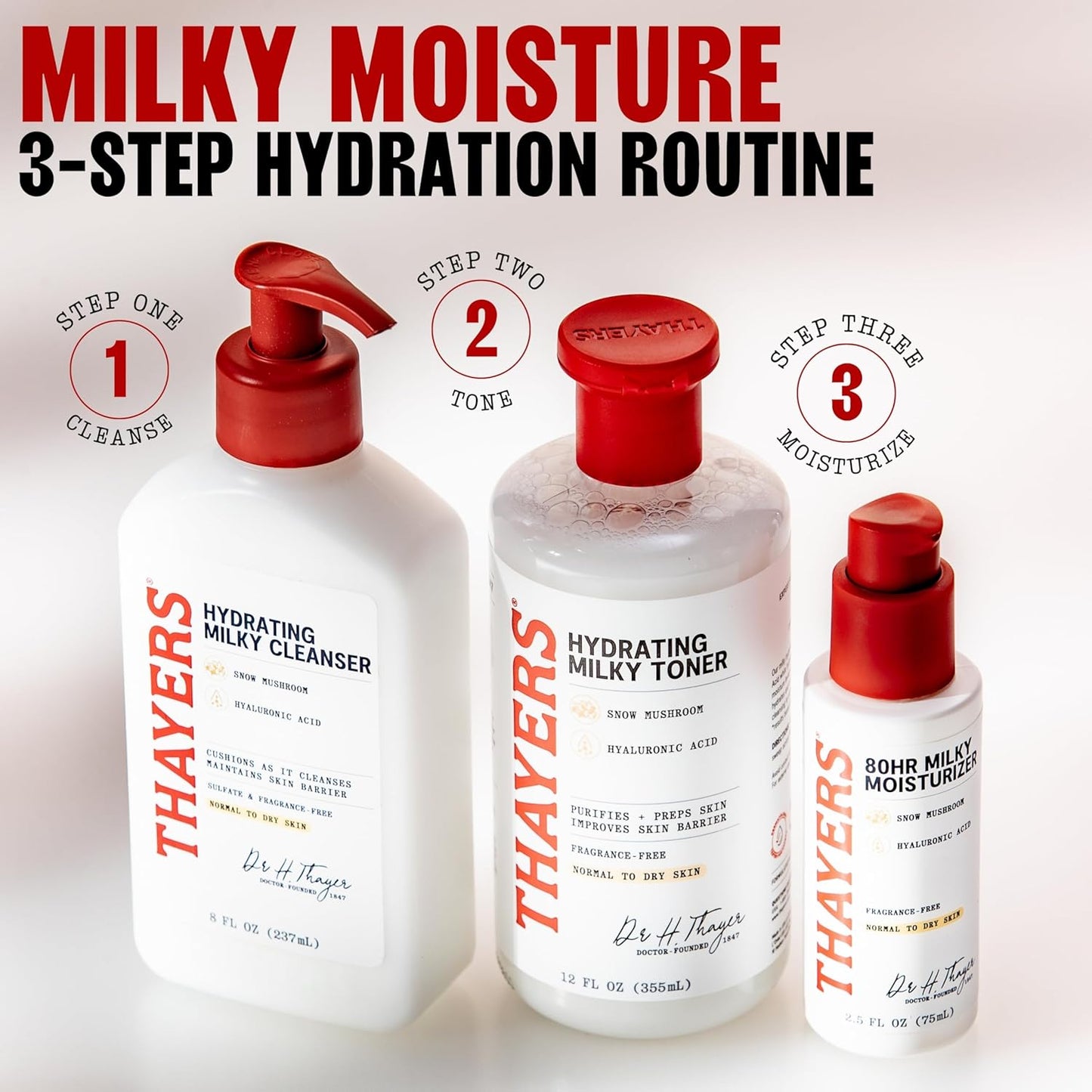 Thayers Face Moisturizer - Hyaluronic Acid & Snow Mushroom | Lightweight Hydration for Normal to Dry Skin, 2.5 Oz