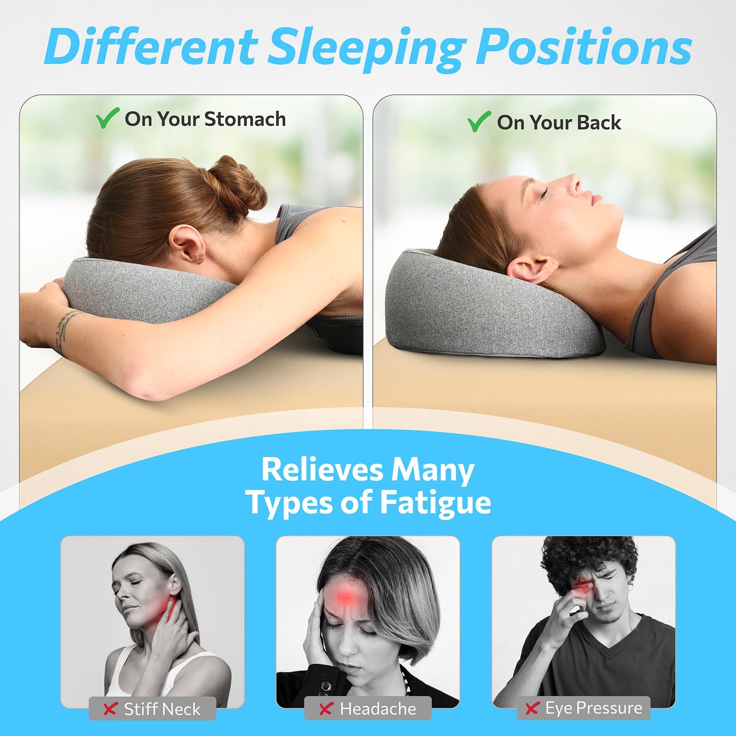 TEKINGUR Face Down Pillow with Ice Face Mask for Massage Table, Massage Headrest for Bed, Face Pillows for Stomach Sleeping, BBL Pillow After Surgery Post Eye Surgery & Vitrectomy Recovery