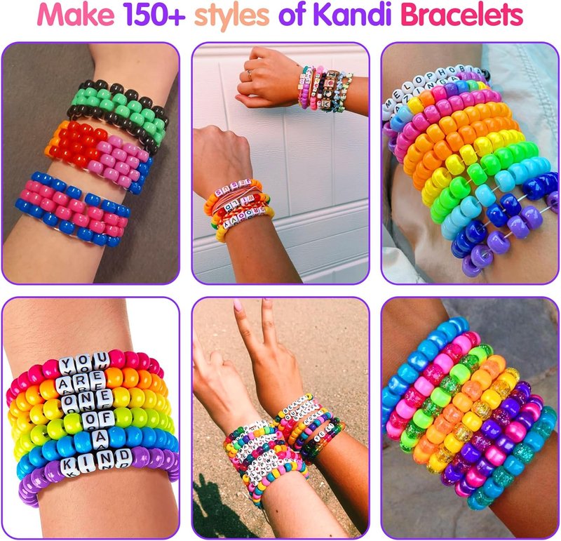 Pony Beads Kit - 5000 Pcs in 144 Colors | 6x9mm Kandi Beads for Friendship Jewelry & DIY Crafts