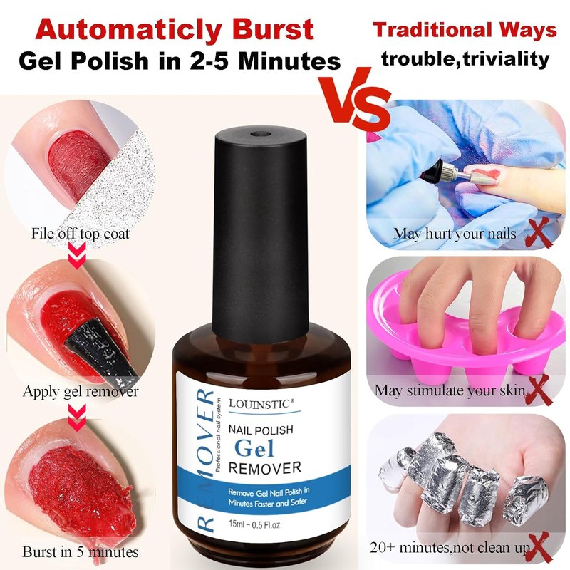 Gel Nail Polish Remover - Fast No Soak Formula | Professional Kit for Quick 2-5 Minute Removal