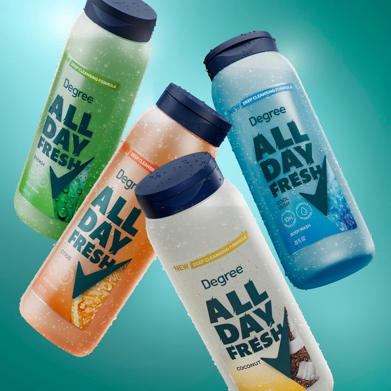 Degree All Day Fresh Body Wash - Cool Rush Deep Cleansing Formula | 20 oz