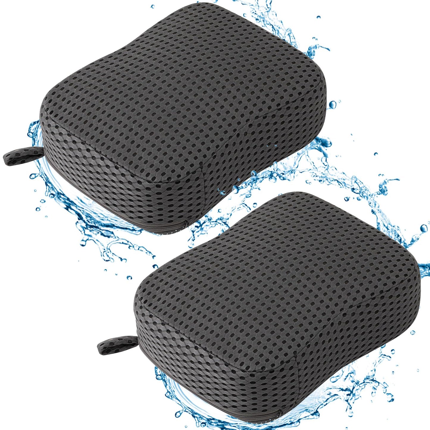 Suzile 2 Pcs Hot Tub Booster Seat Weighted Spa Bathtub Booster Seat Quick Dry with Micro Dot Non Slip Bottom Portable Cushion with 3D Air Mesh Cover Tub Accessory for Indoor Outdoor