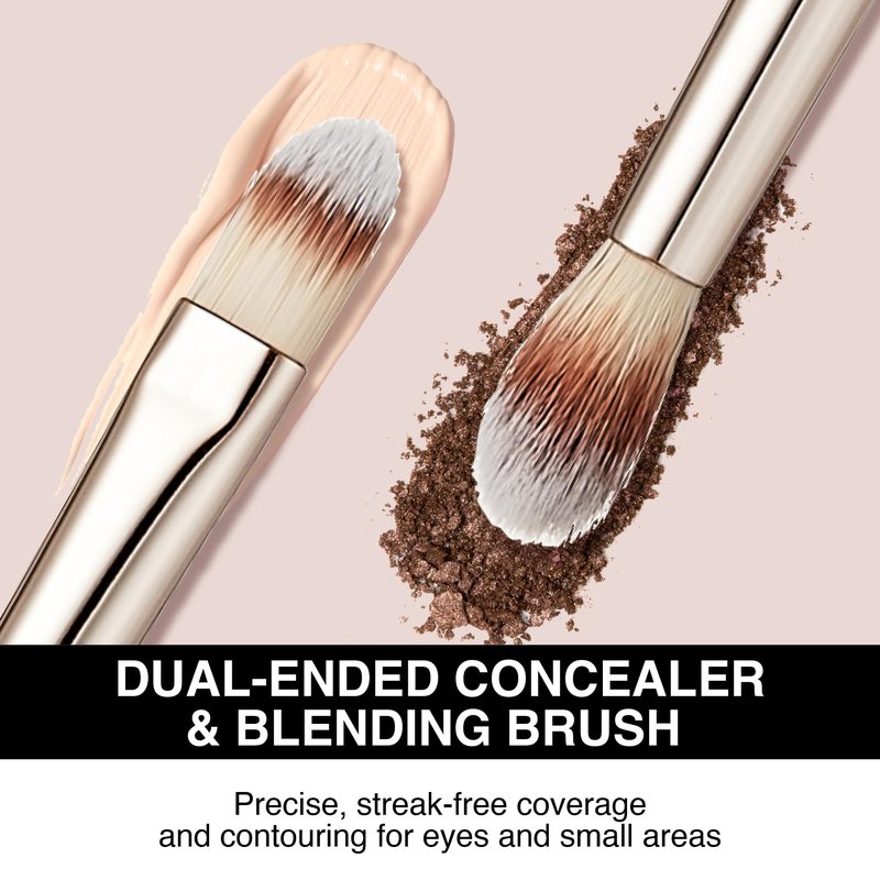 KISS NEW YORK Professional Dual Ended Concealer & Blending Brush, Flat Concealer Brush for Imperfection & Even Coverage, Small Area Even Application for Eyes, Nose, Lip