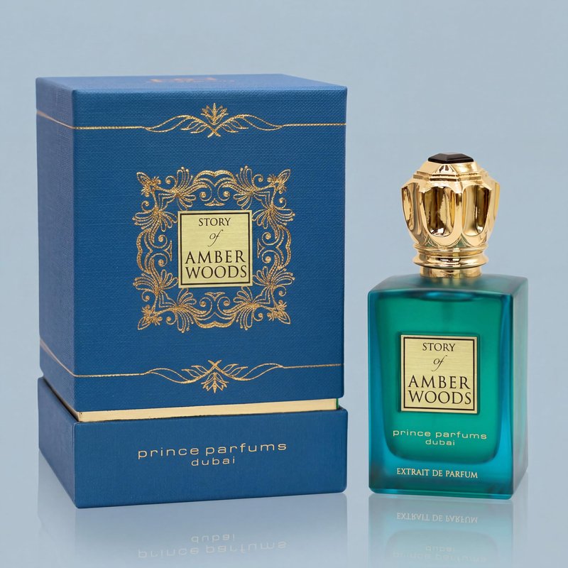 Prince Parfums Dubai - The Story of Amber Woods - 3.4 Ounces - Exquisite Men's Extrait de Parfum - Rich, Luxurious Scent of Amber, Cedar, Vetiver for the Modern Man - Depth, Warmth & Mastery