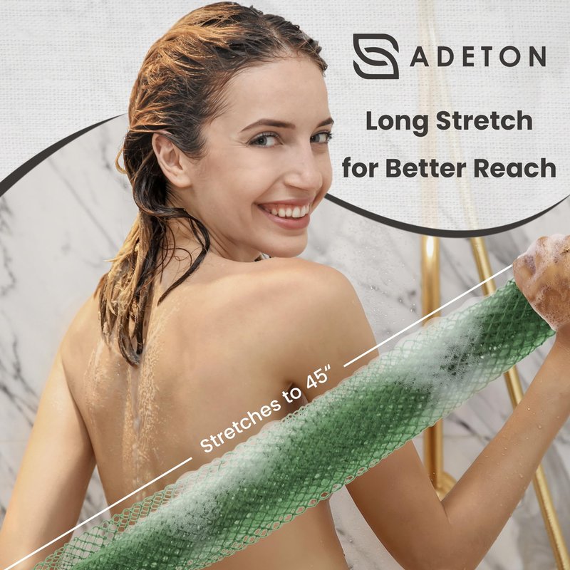ADETON African Net Sponge Authentic with Knots, 2 Pieces Exfoliating Body Scrubber, Sapo Bath Sponge, Nylon Loofah Washcloth, Back Scrub for Shower, Body Exfoliator, Skin Care Bathroom Essentials.