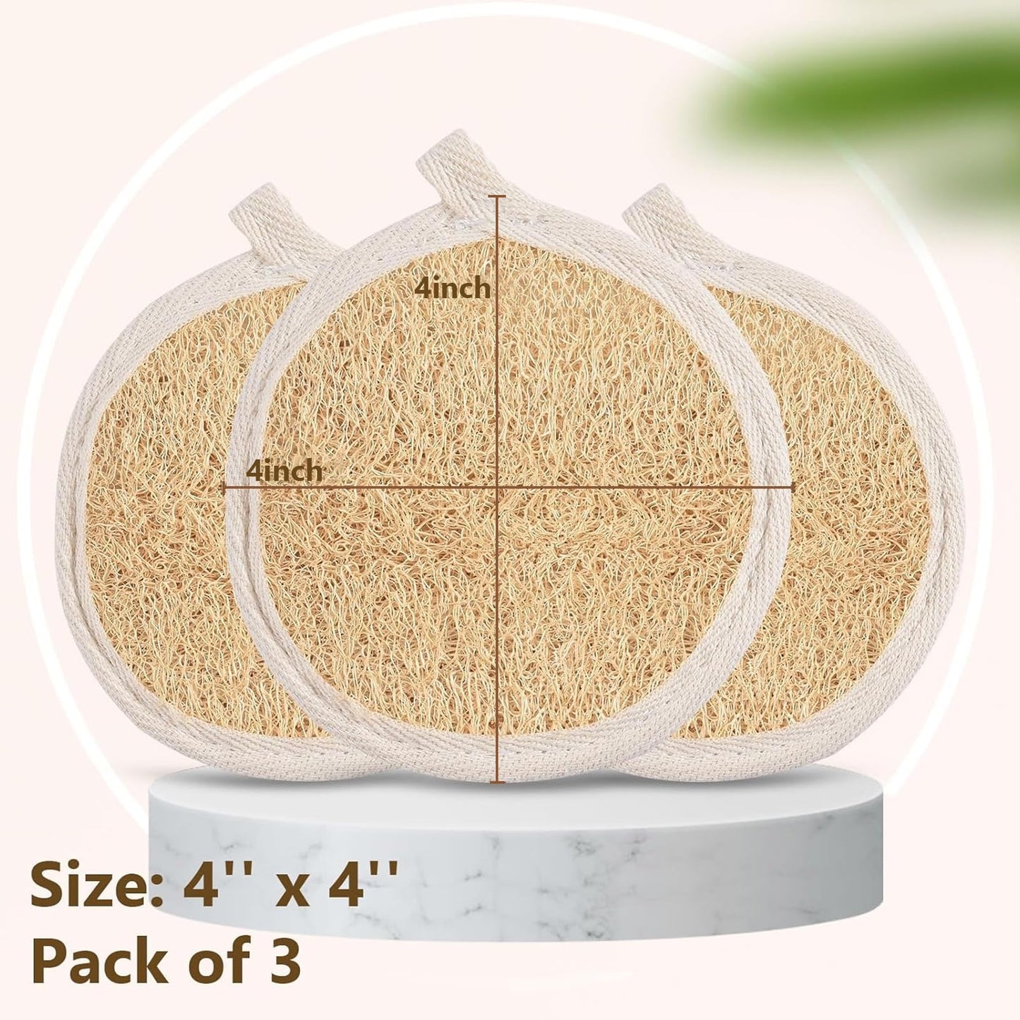3 Pack Natural Loofah Face Scrubber, Women Facial Pad, Loofa Face Exfoliator Scrubber, Exfoliating Loofah Sponges for Shower Face