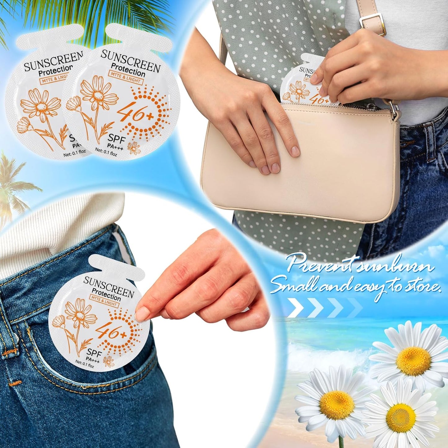 Skiennix Mini Travel Size Sunscreen Packets - SPF 46+ | 30 Pcs Ideal for Summer Parties & Gifts