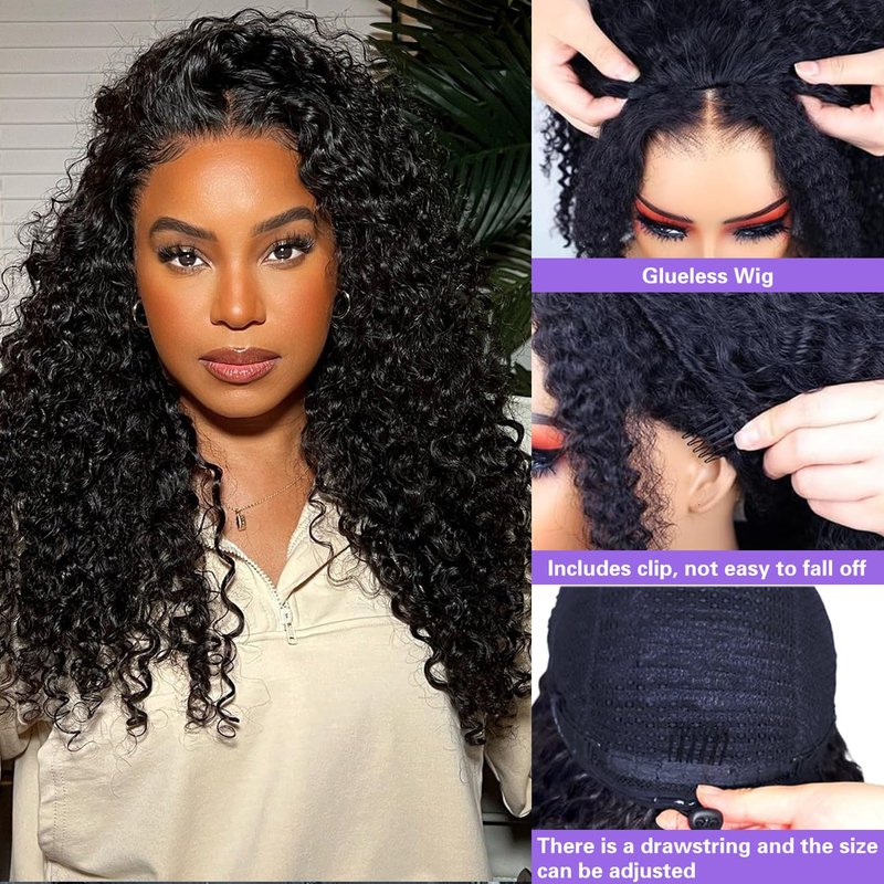 Skiennix Deep Wave Half Wig - 180 Density 26 Inch Human Hair | Seamless Flip Over Design for Easy Wear