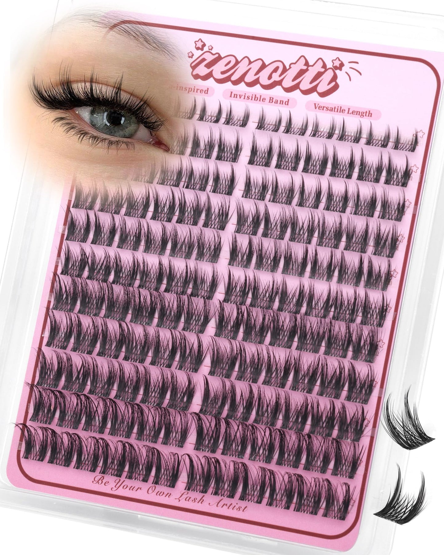 Wispy Lash Clusters Natural Manga Eyelash Clusters Fairy Spiky Individual Lashes Anime Cluster Eyelash Extensions 8-16MM 132PCS Invisible Band Eyelash Extensions by zenotti