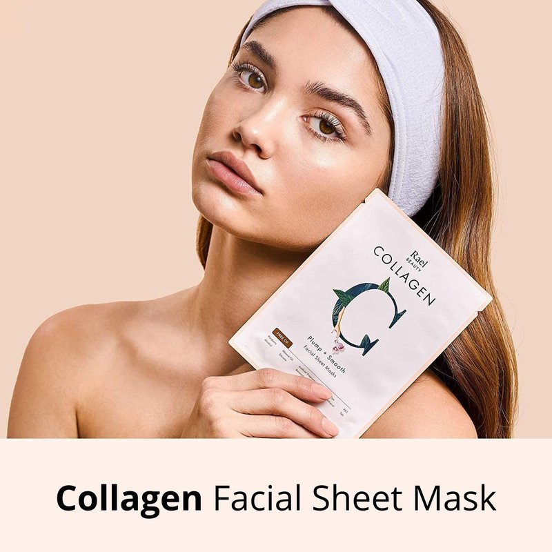 Rael Face Mask Skin Care, Collagen Face Masks - Bamboo Facial Sheet Mask, Korean Skincare, with Collagen Essence and Fruit Extracts, Nourishing and Hydrating, All Skin Types (Collagen, 5 Sheets)