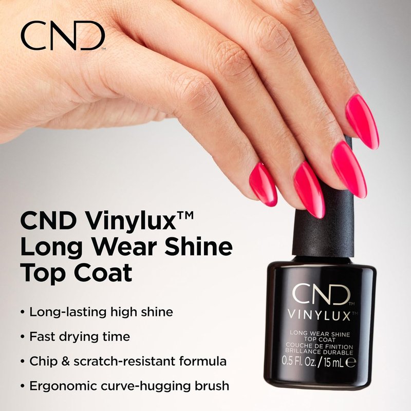 CND Vinylux Top Coat - Long Wear Shine, Quick Drying Formula | 0.5 Fl Oz