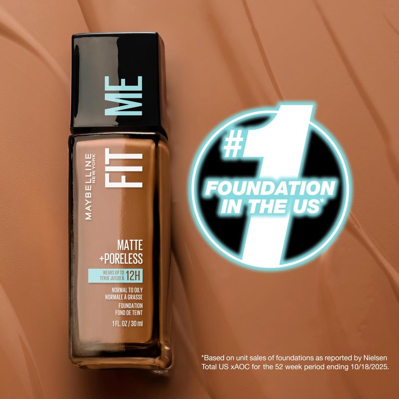 Maybelline Fit Me Matte + Poreless Liquid Foundation Makeup, Classic Ivory, 2 COUNT Oil-Free Foundation