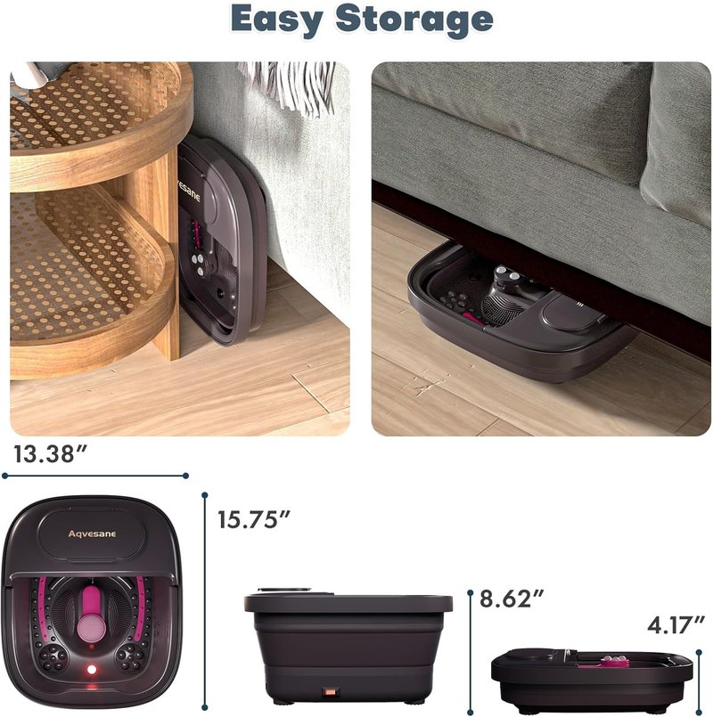 Skiennix Collapsible Foot Bath - Heated Spa Massager with Remote Control & 3 Pedicure Attachments