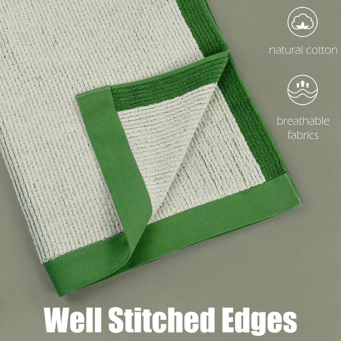 Cleanbear Shower Towel Soft Bath Towels for Bathroom, 2 Cotton Fluffy Bath Towels (520 GSM), 54 x 28 Inches, Green