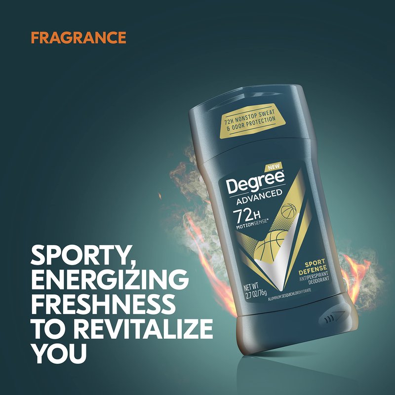 Degree Men Advanced Antiperspirant Deodorant 72-Hour Sweat and Odor Protection Sport Defense Antiperspirant For Men With MotionSense Technology 2.7 oz 4 Count
