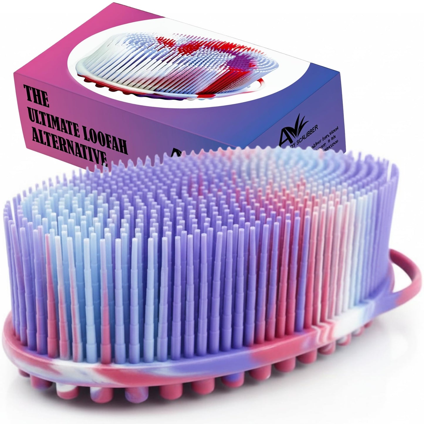 Avilana Premium Silicone Body Scrubber -Trusted Since 2017 - SGS Certified Food Grade Dual Sided Bath Brush, Quick-Dry Exfoliating Loofah Alternative, Massage Brush Sensitive Skin Women Men