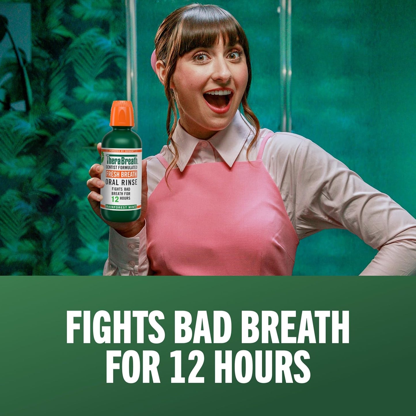TheraBreath Fresh Breath Mouthwash - Alcohol-Free Rainforest Mint | 33.8 oz (1 L)