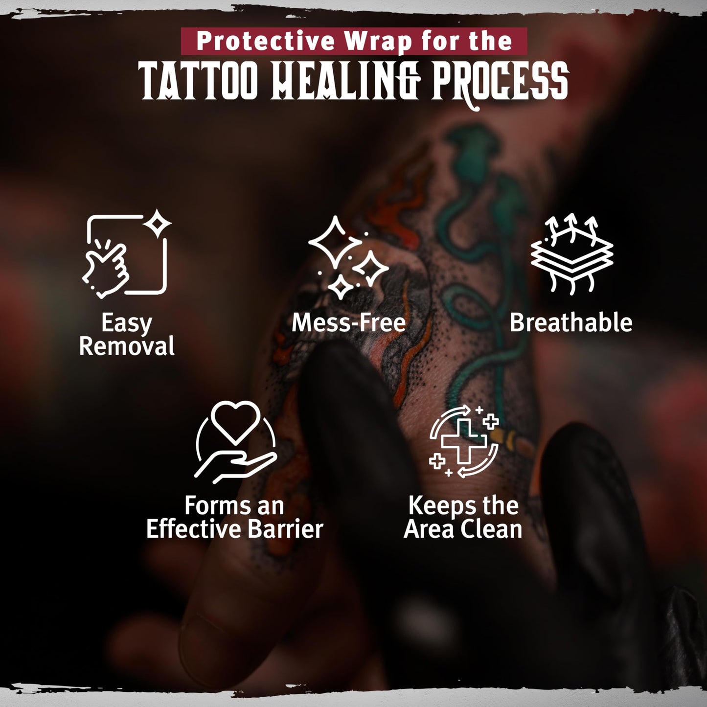 Hustle Butter Second Skin Tattoo Wrap - 6 Inches x 2.2 Yards - Transparent Adhesive Roll - Easy Application & Removal, Mess-Free Wrap - Breathable & Latex-Free - Small to Medium Tattoo Aftercare