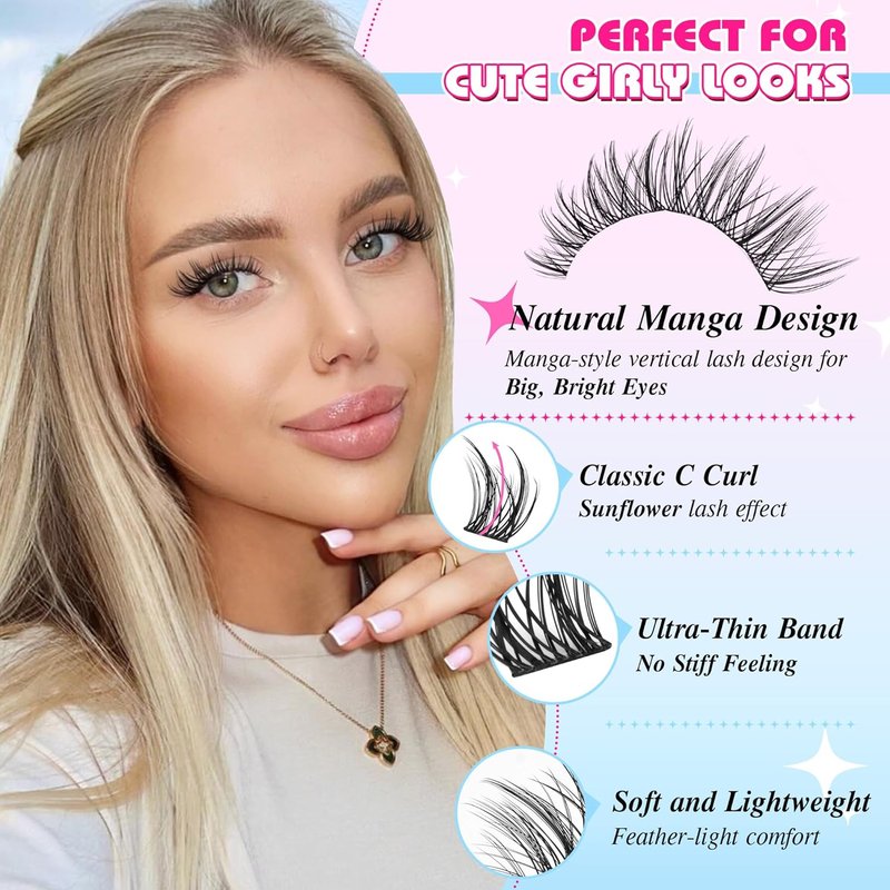 Natural C Curl Eyelash Clusters - Wispy Lash Extensions for DIY | 10-16mm, 144 Pcs