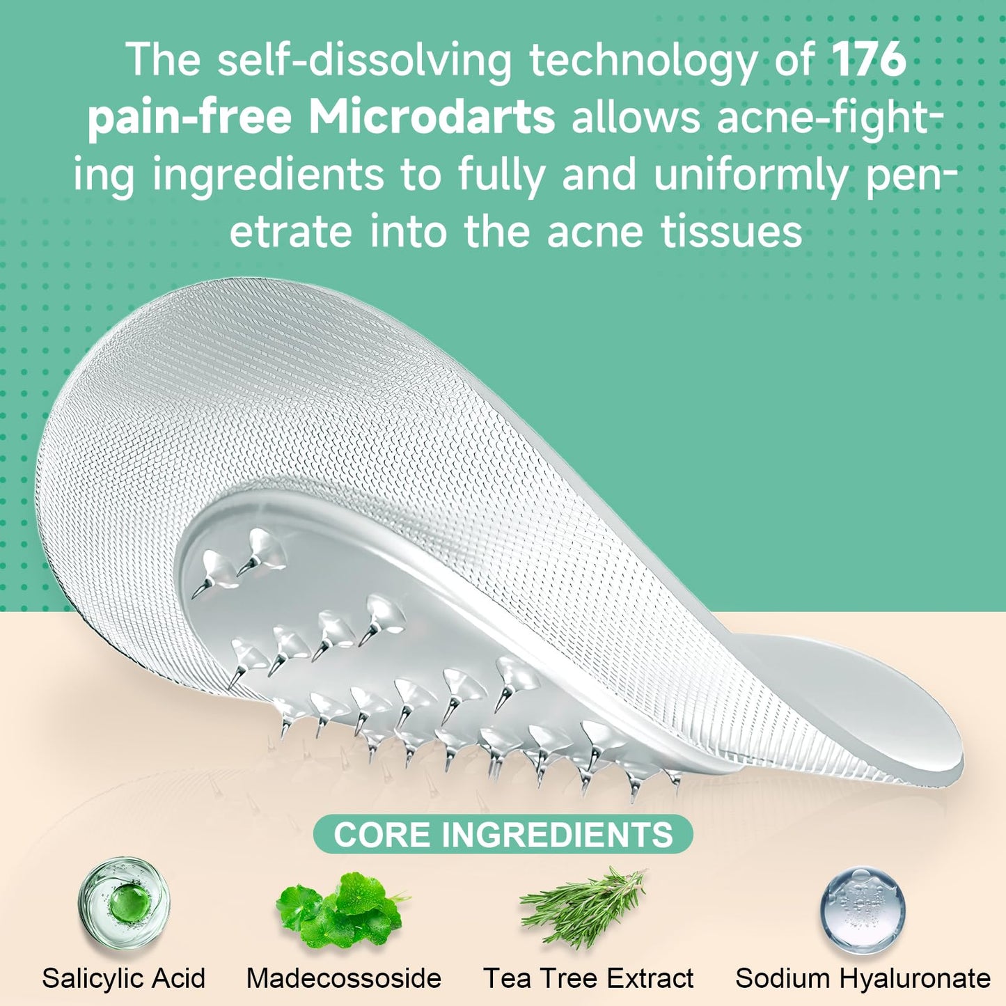 TEAWOO 36-Count Microdart Pimple Patches, Hydrocolloid Acne Patches with Salicylic Acid & Madecossoside, Microdart Zit Patches for Deep Blemishes & Early Stage Acne (Patented)