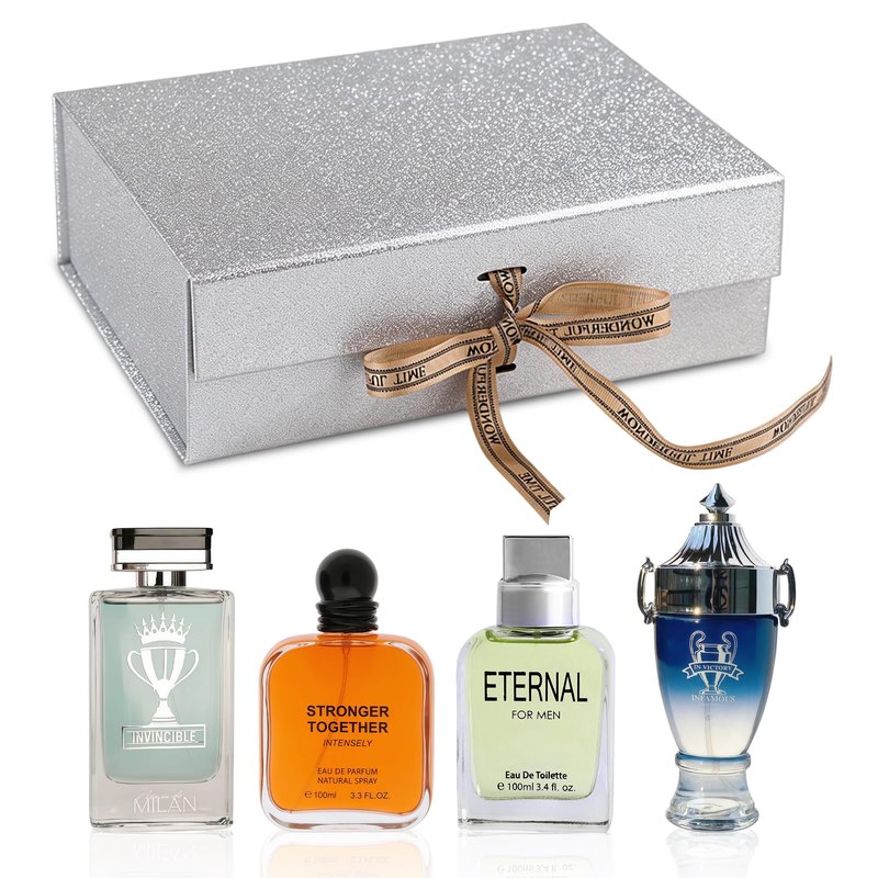 A CENTER Men's Cologne Gift Set 4 x 3.4 FL oz|Luxury perfume with Premium Presentation Box|Perfect Valentine's Day Gift Him|Long Lasting Fragrance(MDMInvinc&EternalM&StrongToge&In-Victory)