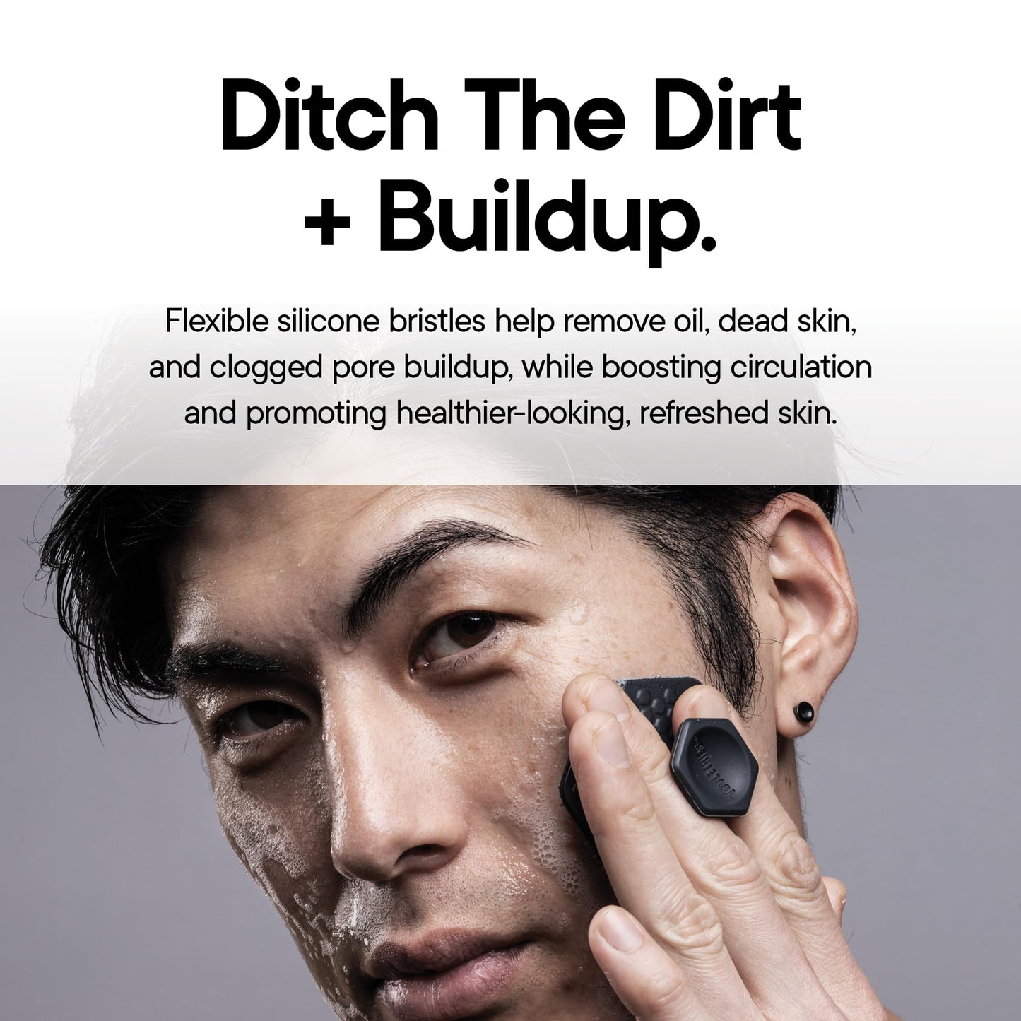 TOOLETRIES Premium Silicone Face Scrubber for Men & Women, Gentle Facial Cleansing Brush & Exfoliator, Deep Pore & Dead Skin Removal, Soft Touch Massager, Quick-Drying & Hygienic - Charcoal