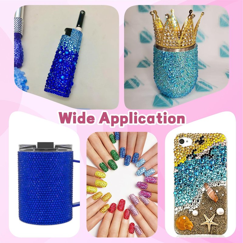20000Pcs Blue Rhinestones for Bedazzling Kit with 3Pcs B7000 Jewelry Glue, Resin Rhinestones for Crafting Crafts，Bedazzler Kit Flatback Gems for Clothing Shoes Tumblers Nail Art