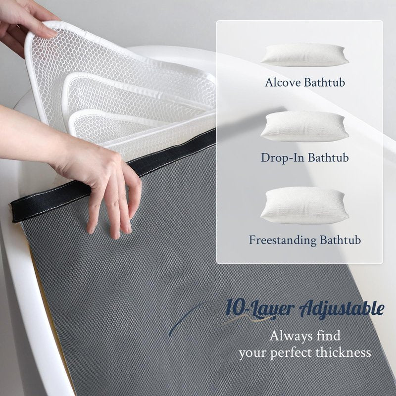 Luxury Bath Pillow for Bathtub, Soft & Comfortable, Head Neck Back Support, Adjustable Thickness Fits All Tub, Quick Drying with Air Mesh, Ideal Gift for Christmas Birthday Mother’s Day