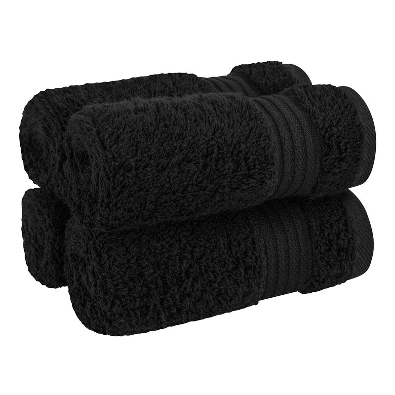 Cotton Paradise 100% Cotton Turkish Towel Set, Soft Absorbent Quick Dry, 4 Piece Washcloth Set, Coal Black