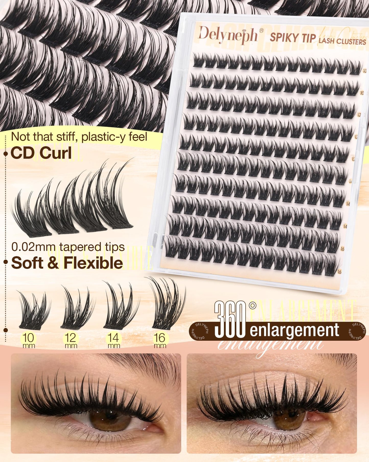 Wispy Lash Clusters Fairy Eyelash Clusters Wet Lash Clusters with Spikes Manga Cluster Eyelash Extensions CD Curl Natural 10-16mm Individual Lashes by Delyneph